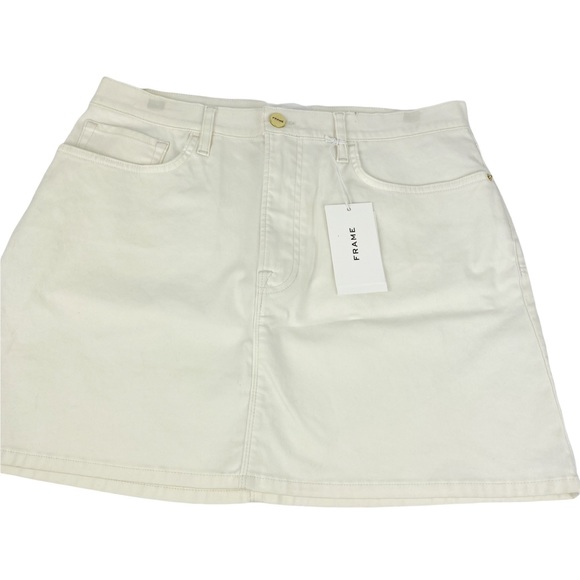 NWT Frame Denim Coated Off White Mini Skirt Size 30 - Picture 6 of 13